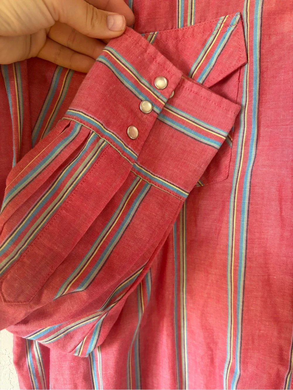 Wrangler Red Striped Casual Button Down Shirt